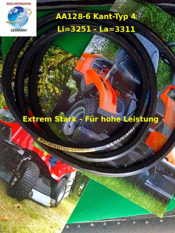 Nr.142, Keilriemen AA128 Doppelkeilriemen 6-Kant Rasenmäher, Mähwerk,Schneefräse – Bild 3